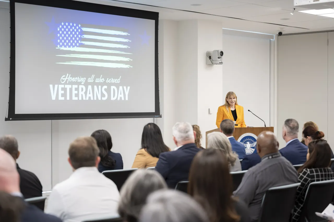 Image: DHS Senior Official Performing the Duties of the Deputy Secretary Kristie Canegallo Participates in a TSA HQ Town Hall Veterans Day Ceremony (022)