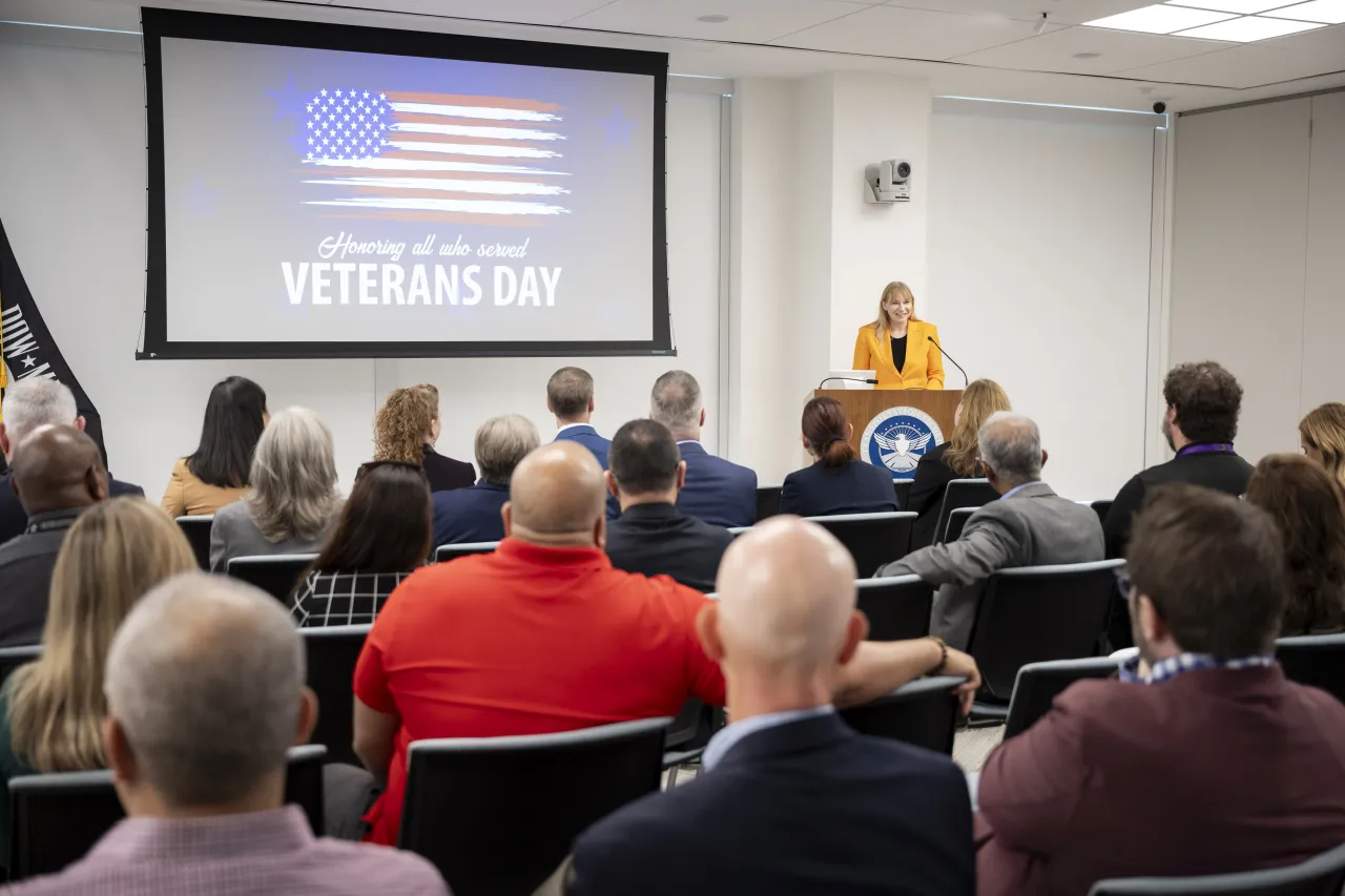 Image: DHS Senior Official Performing the Duties of the Deputy Secretary Kristie Canegallo Participates in a TSA HQ Town Hall Veterans Day Ceremony (024)