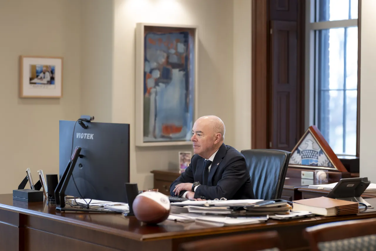 Image: DHS Secretary Alejandro Mayorkas Delivers Opening Remarks for a Virtual DHS Operations Centers Directors Forum (001)