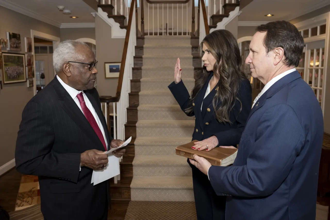 Image: On January 25, Kristi Noem is sworn in as the Secretary of the Department of Homeland Security