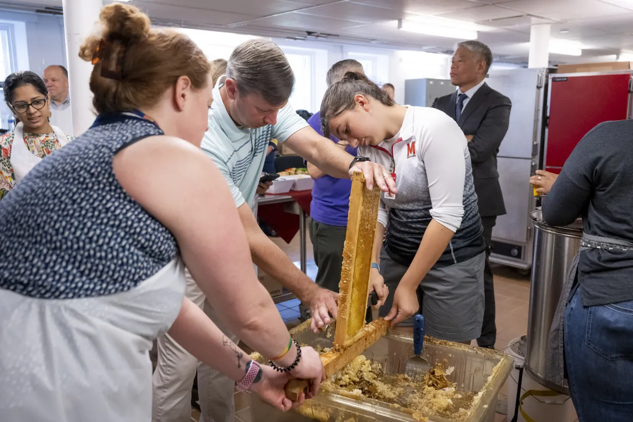 Image: DHS Employees Extract Honey From Bees on Campus (022)