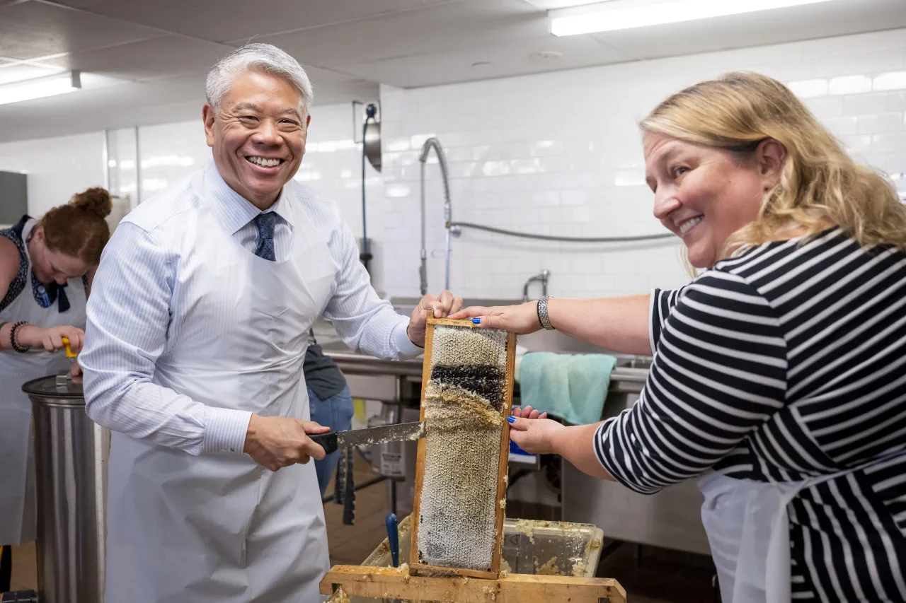 Image: DHS Employees Extract Honey From Bees on Campus (035)