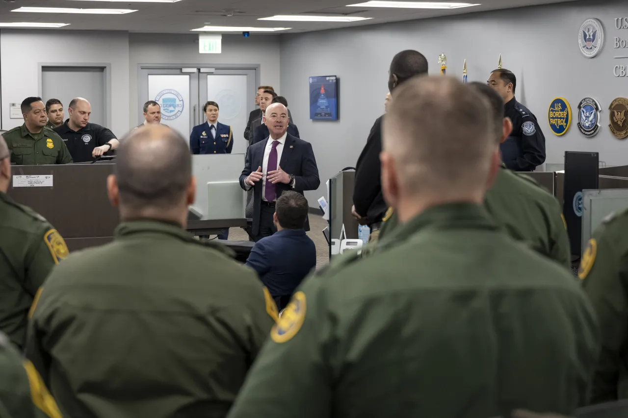 Image: DHS Secretary Alejandro Mayorkas Meets United States Customs and Border Protection Employees