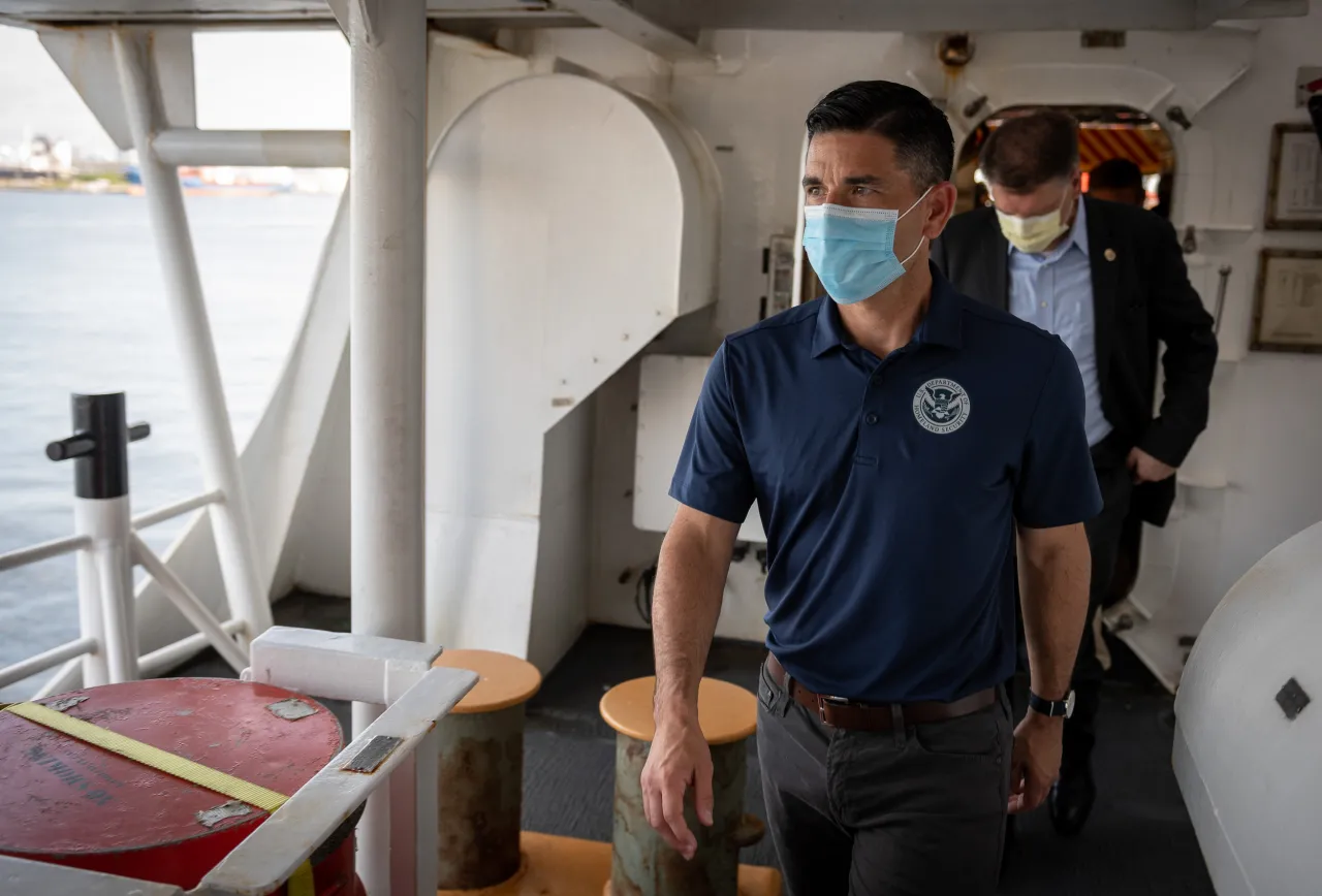 Image: Acting Secretary Wolf Joins USCG Cutter James in Offloading Narcotics (17)