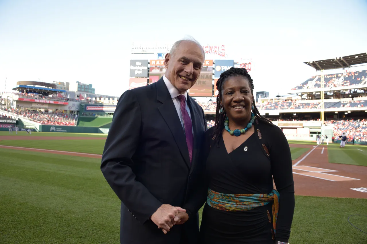 Image: Cynthia Wilson performs the National Anthem