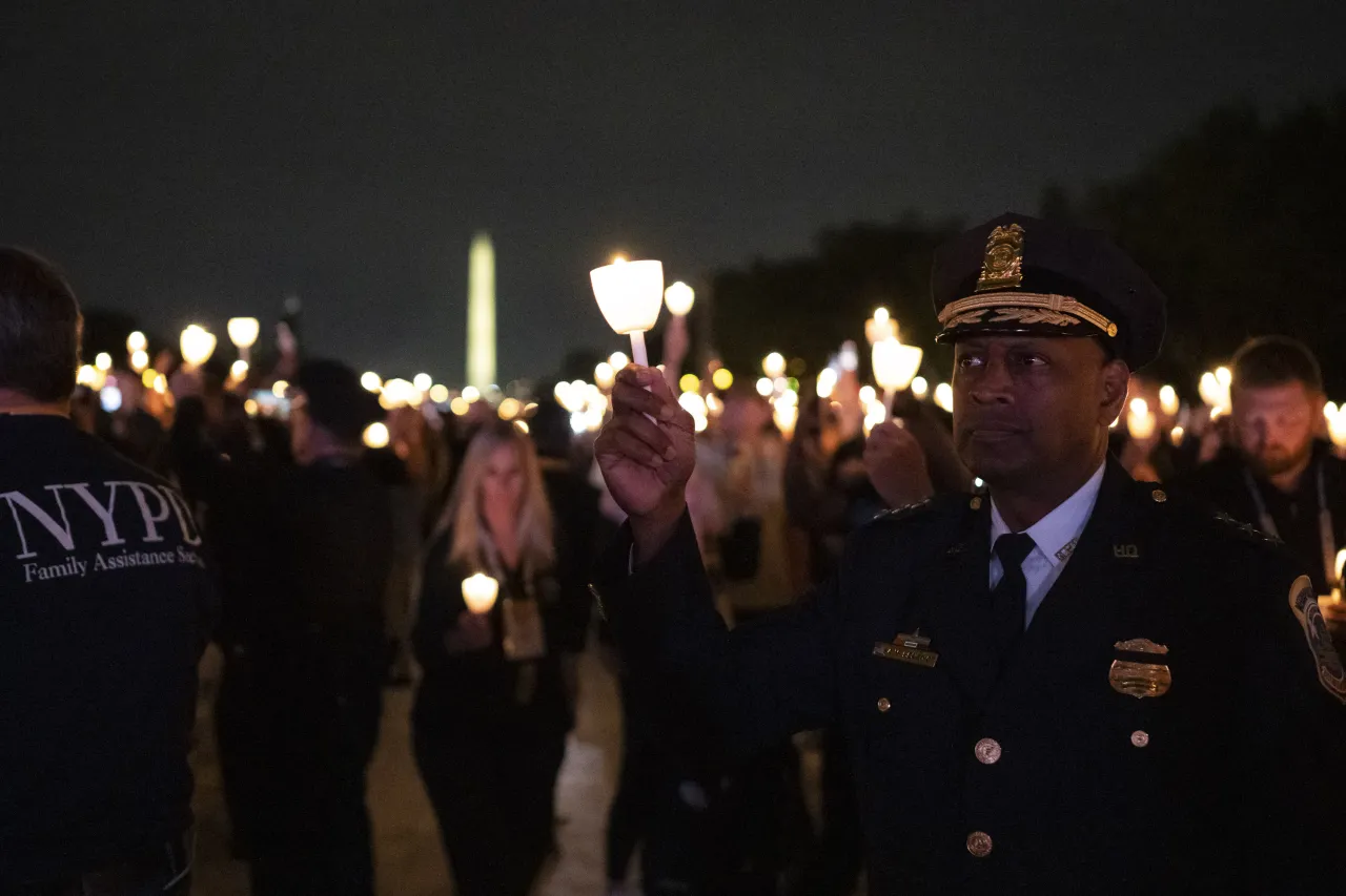 DHS Secretary Alejandro Mayorkas Attends the NLEOMF Candlelight Vigil