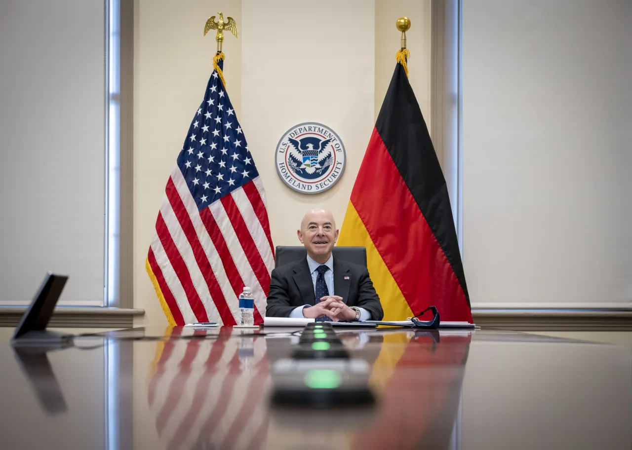 Image: DHS Secretary Alejandro Mayorkas Call With Horst Seehofer (2)