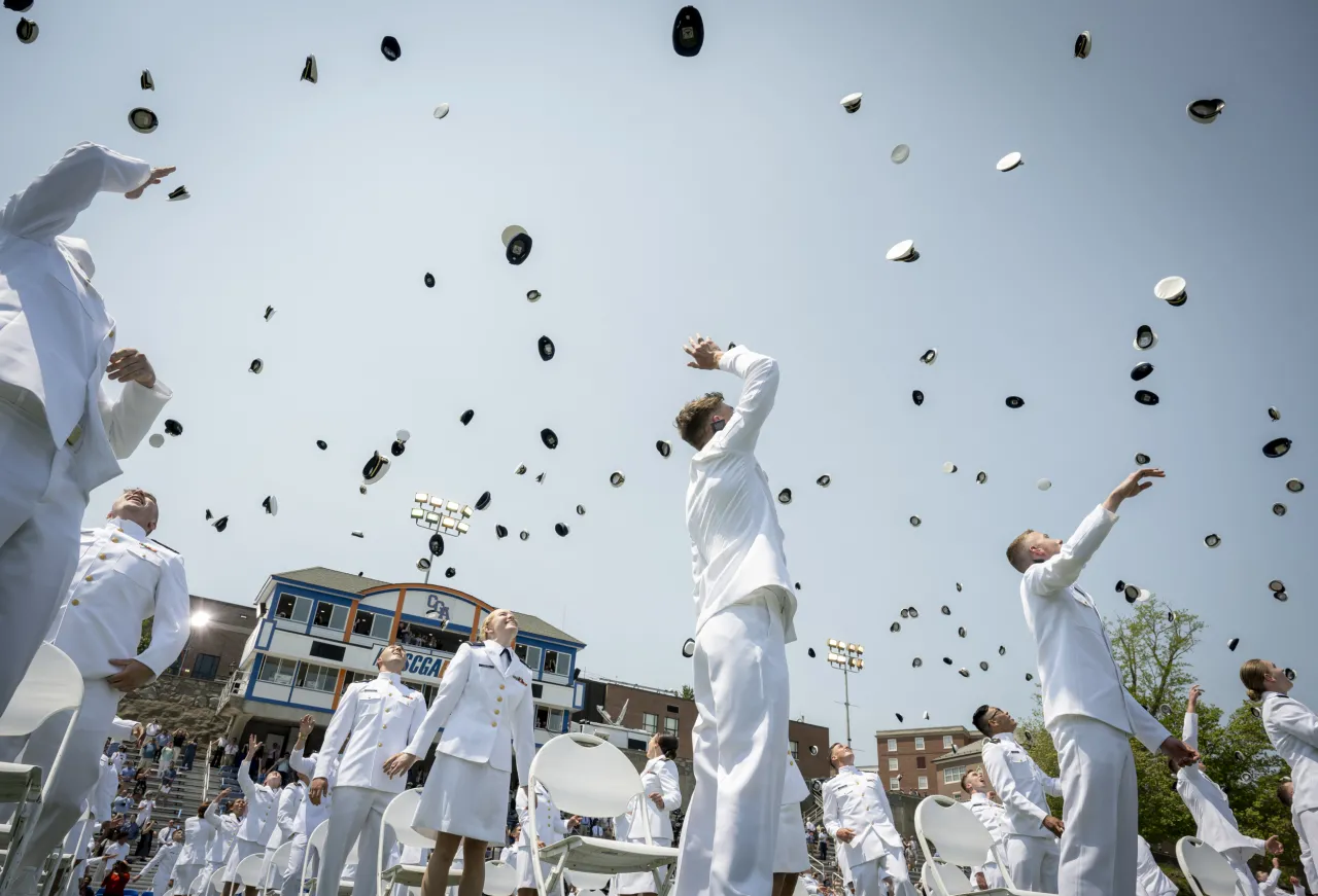 Image: DHS Secretary Alejandro Mayorkas Participates in the USCG Academy Graduation Ceremony