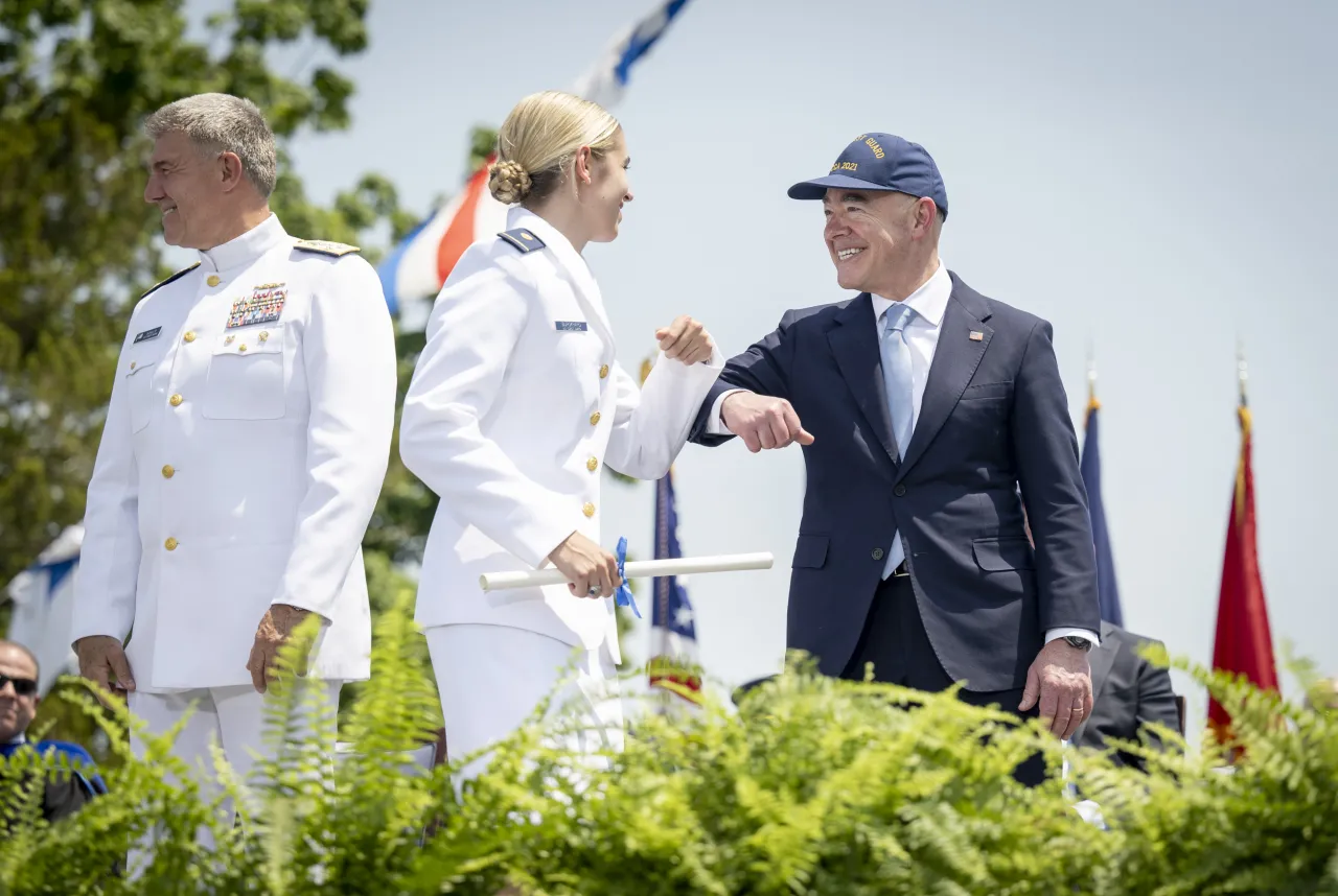 Image: DHS Secretary Alejandro Mayorkas Participates in the USCG Academy Graduation Ceremony