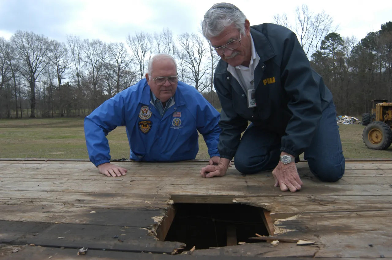 Image: Columbia Shuttle Disaster - Officials survey damage from shuttle debris