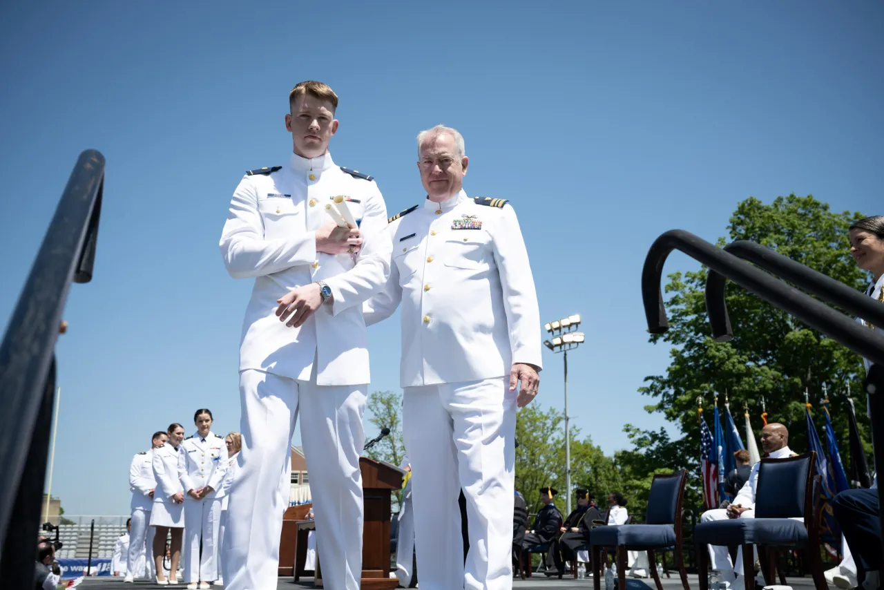 Image: DHS Secretary Alejandro Mayorkas Delivers Remarks at USCG Academy Commencement Address 2023 (046)