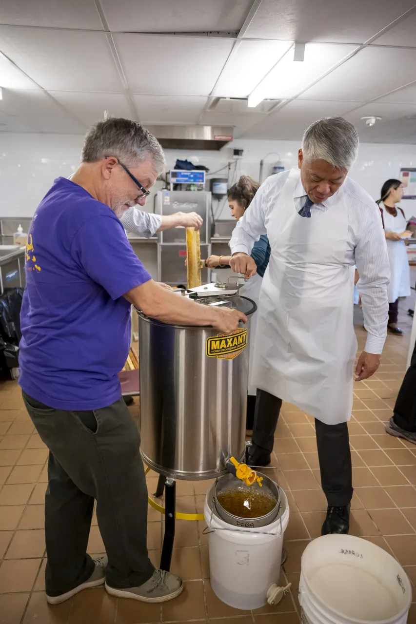 Image: DHS Employees Extract Honey From Bees on Campus (057)