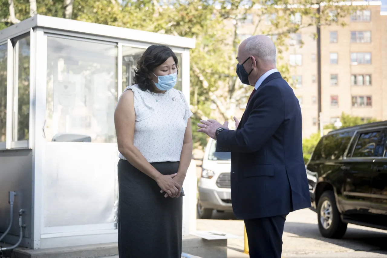 Image: DHS Secretary Alejandro Mayorkas Tours a FEMA DRC (2)