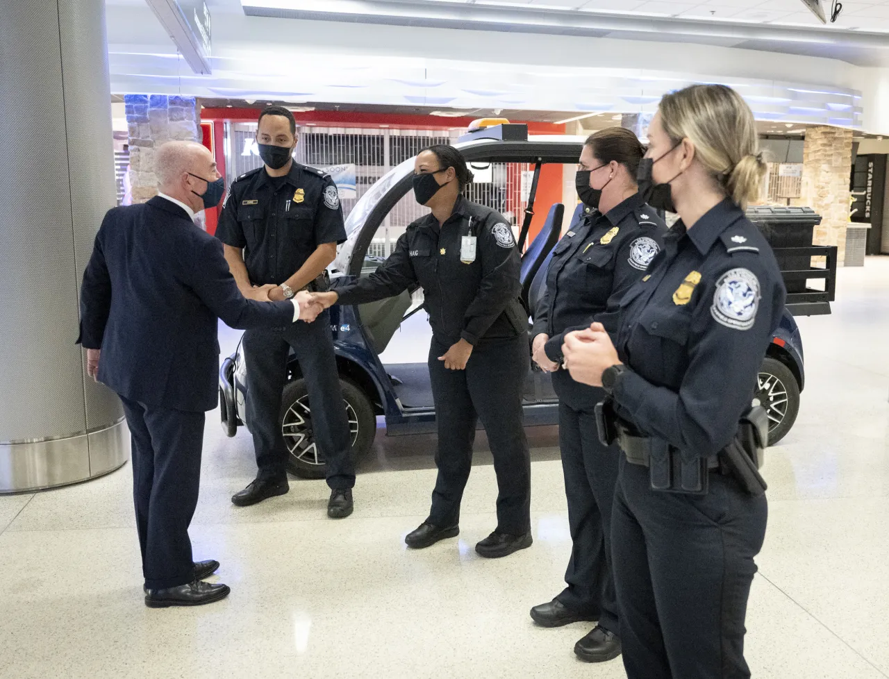 Image: DHS Secretary Alejandro Mayorkas Visits TSA and CBP Officers