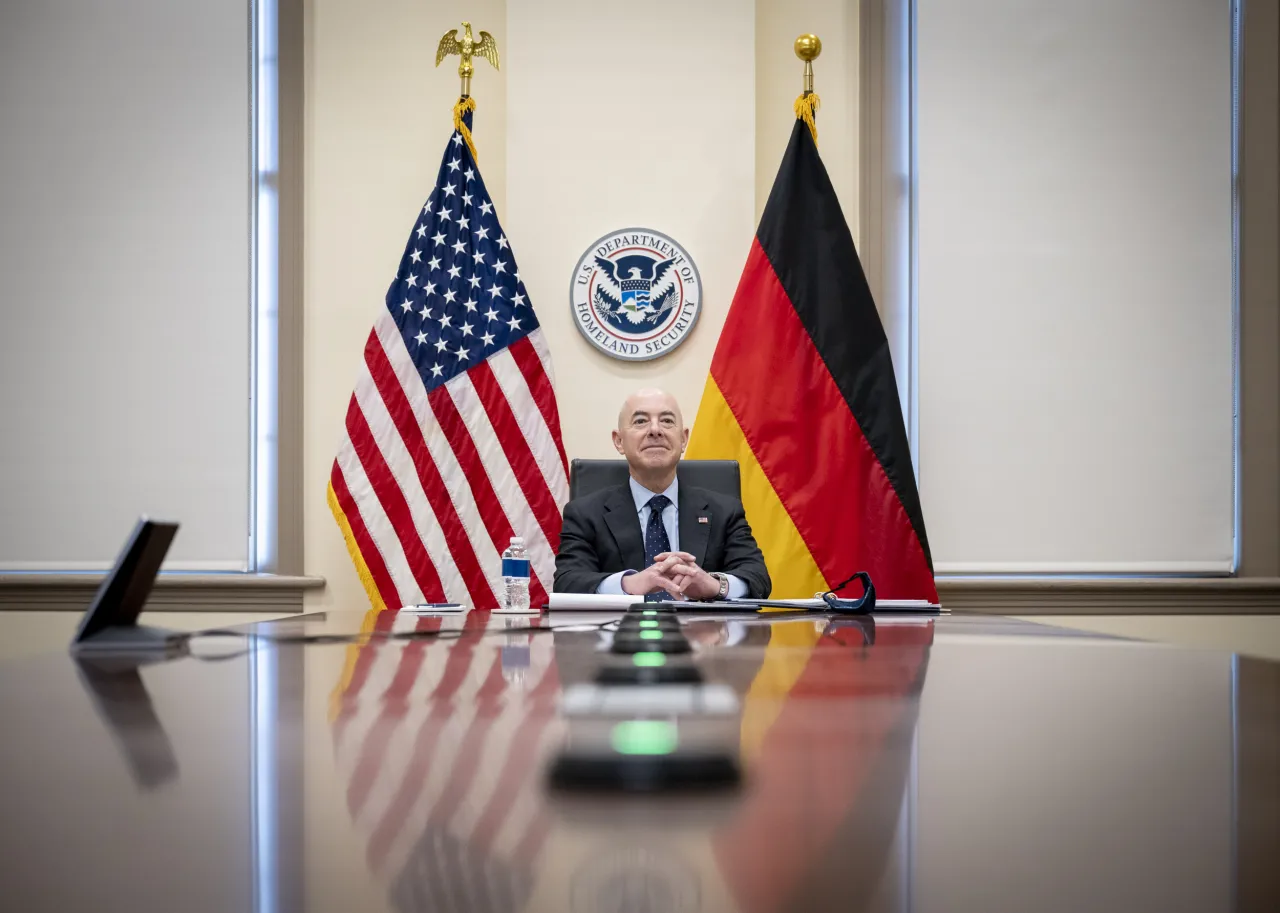 Image: DHS Secretary Alejandro Mayorkas Call With Horst Seehofer (1)