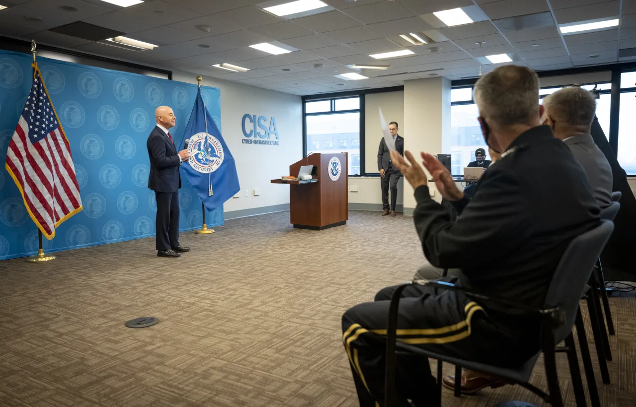 Image: DHS Secretary Alejandro Mayorkas Participates in CISA Swearing In Ceremony (5)