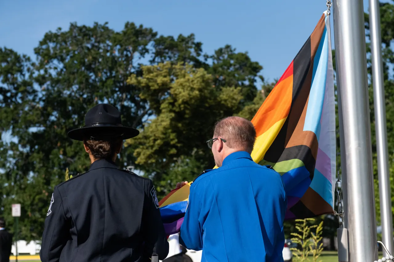 Image: DHS Headquarters Raises Pride Flag On Campus (01)