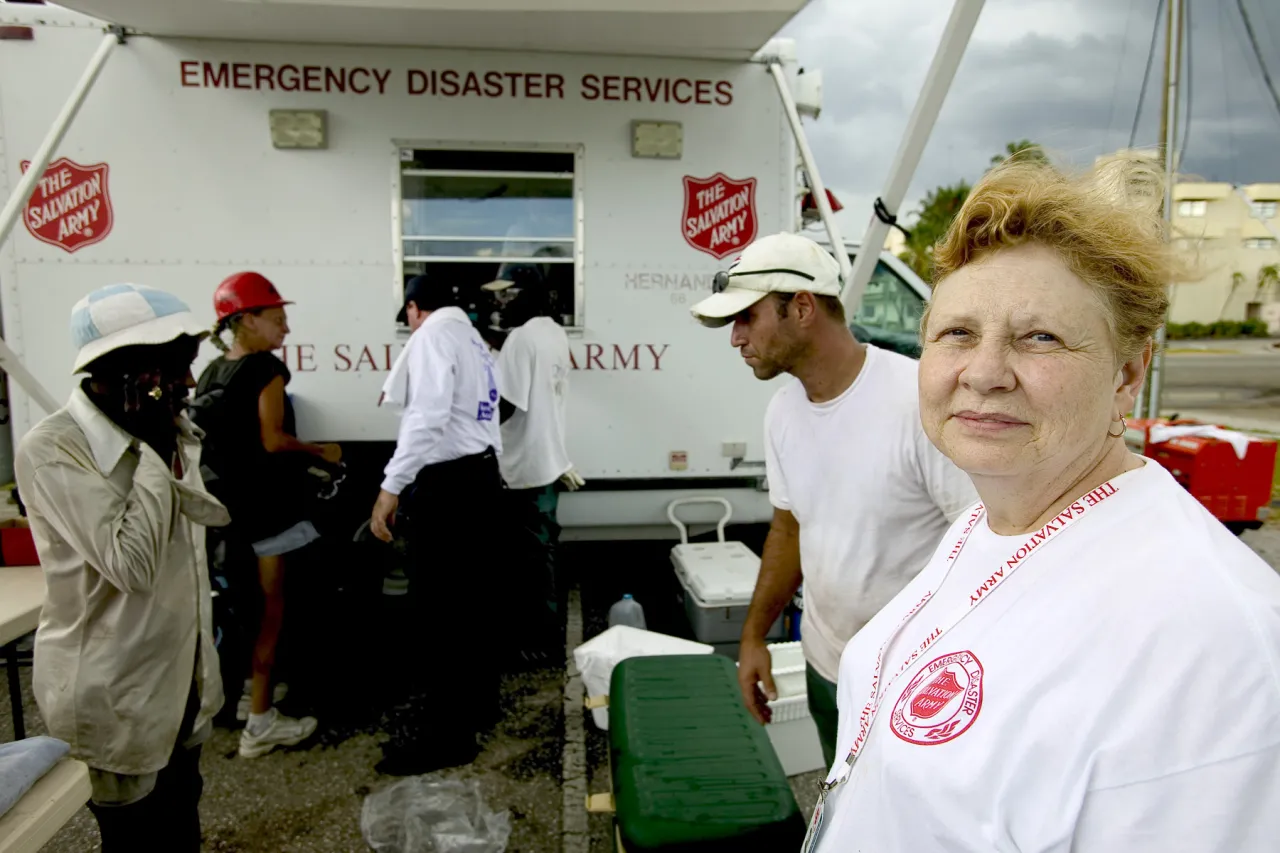 Image: Hurricane Charley - A Salvation Army volunteer provides assistance