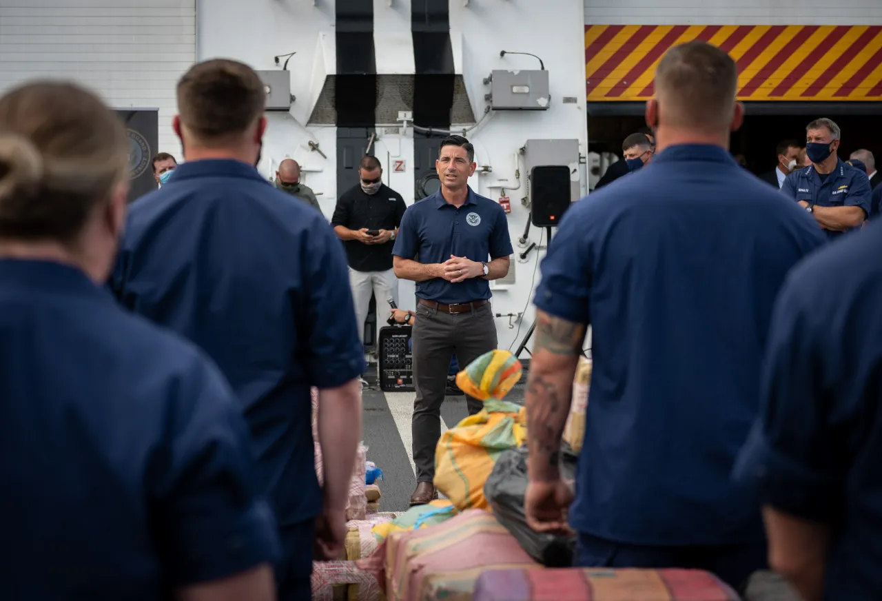 Image: Acting Secretary Wolf Joins USCG Cutter James in Offloading Narcotics (22)