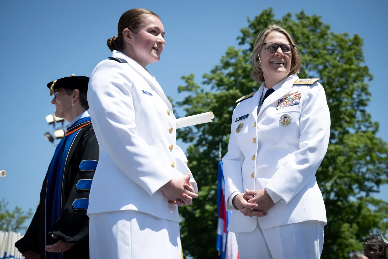 Image: DHS Secretary Alejandro Mayorkas Delivers Remarks at USCG Academy Commencement Address 2023 (047)