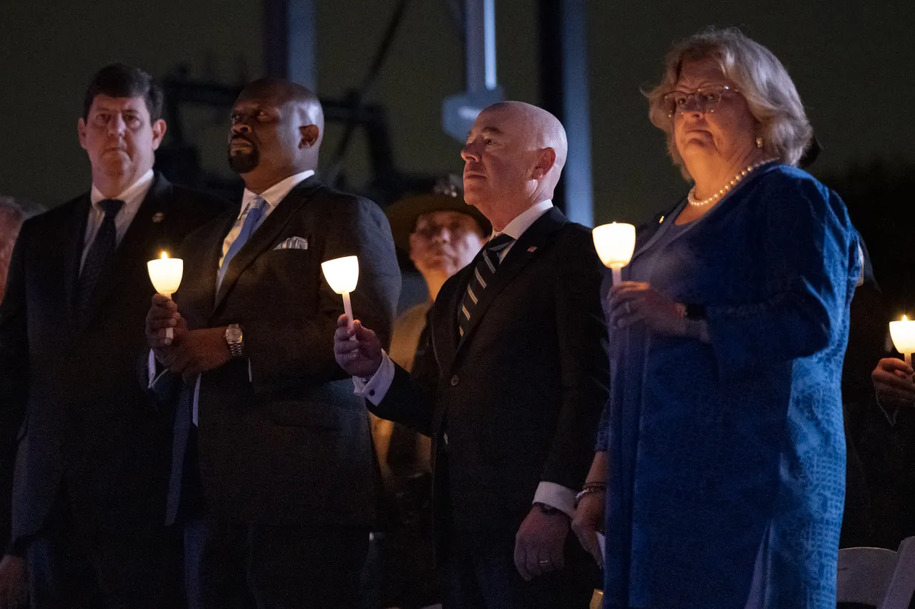 DHS Secretary Alejandro Mayorkas Attends the NLEOMF Candlelight Vigil