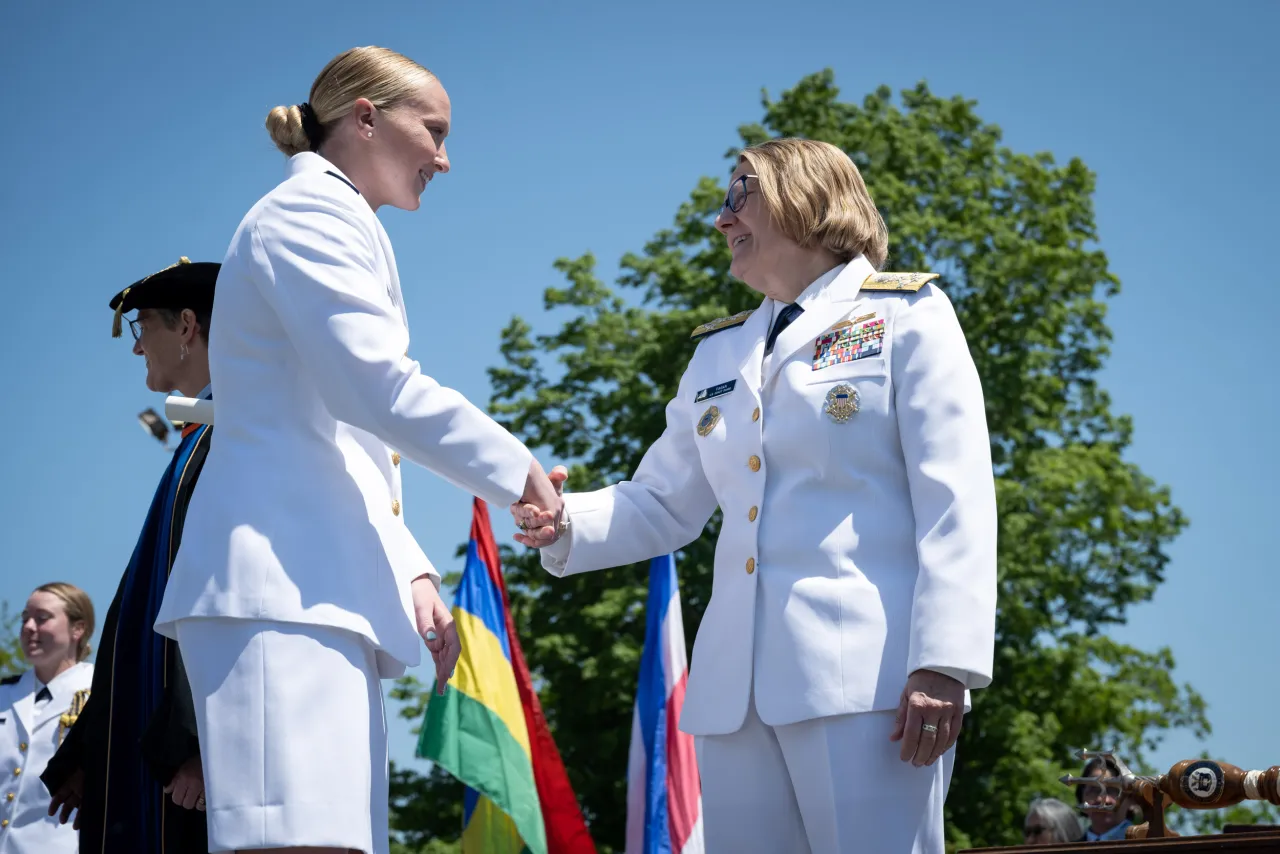 Image: DHS Secretary Alejandro Mayorkas Delivers Remarks at USCG Academy Commencement Address 2023 (048)