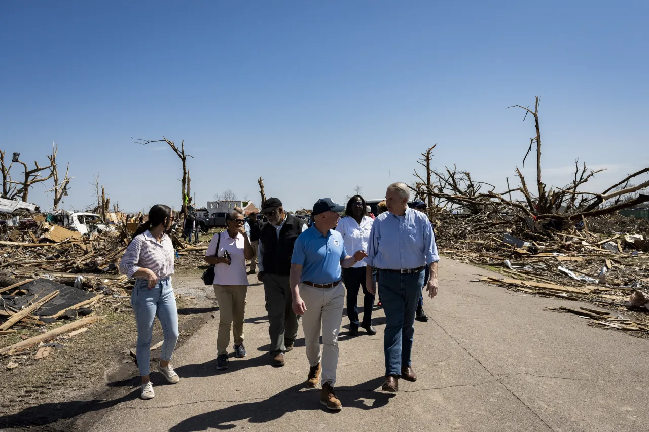Image: Secretary Mayorkas surveys damages caused by tornados in Rolling Fork, MS