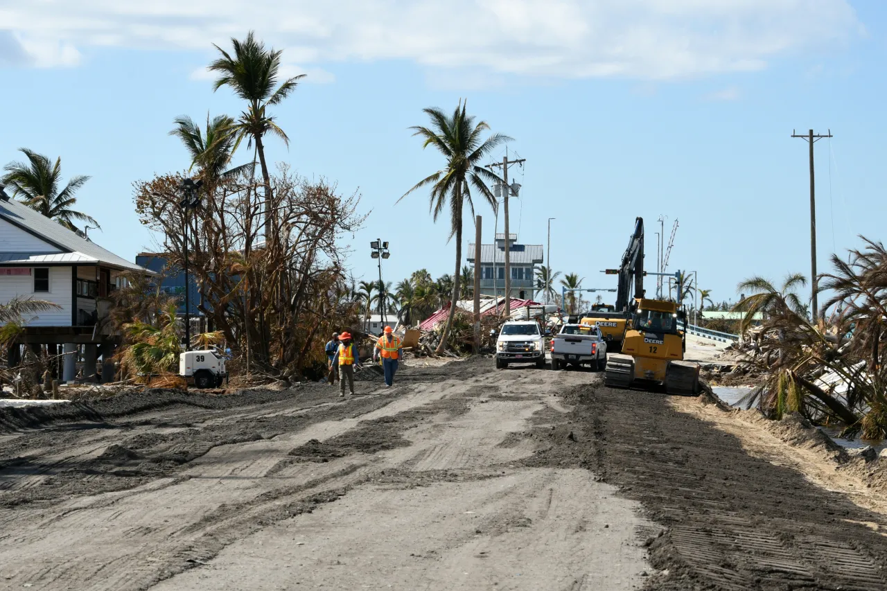 Image: Crews Work to Repair the Roadway to Pine Island