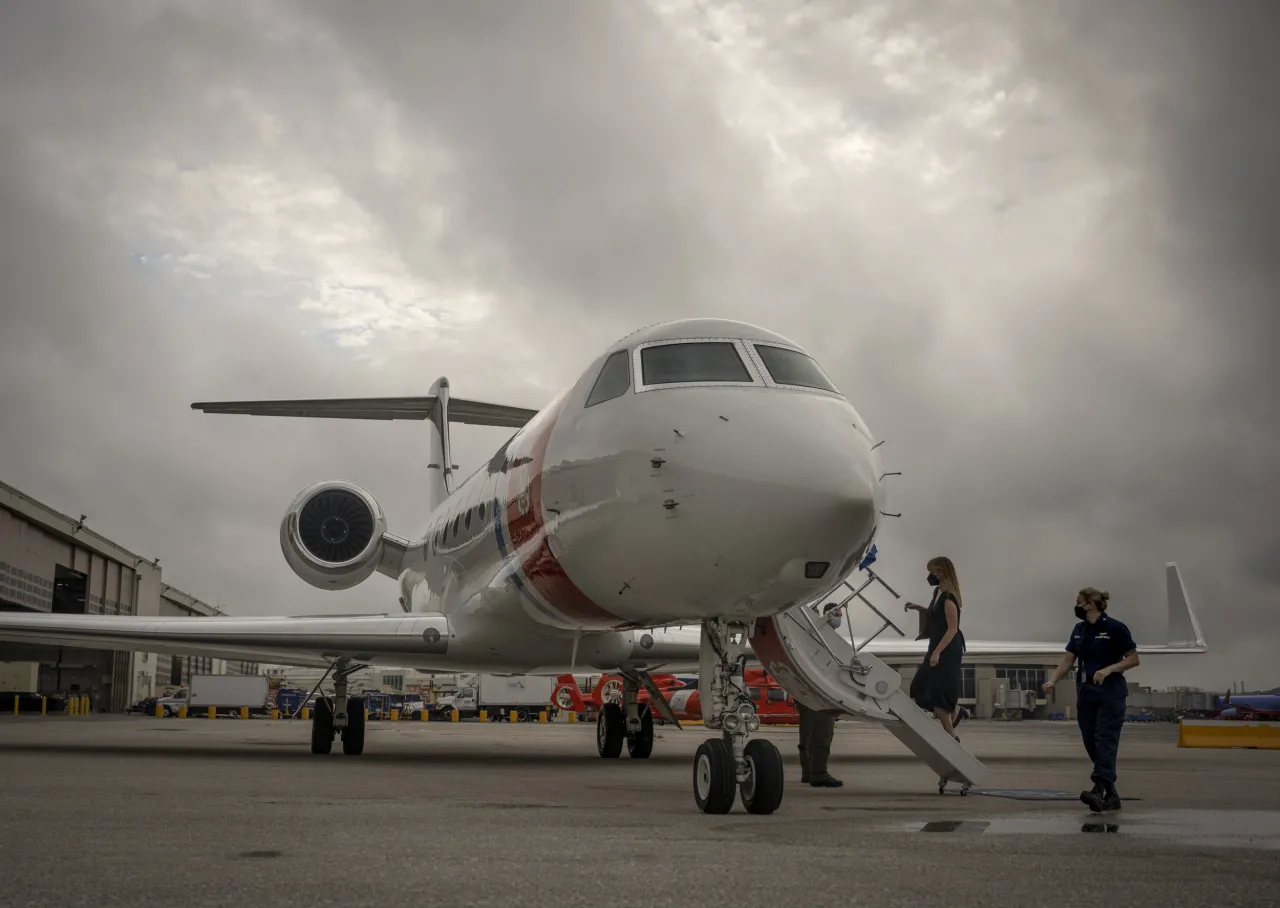 Image: DHS Secretary Alejandro Departs DCA to New York City (2)