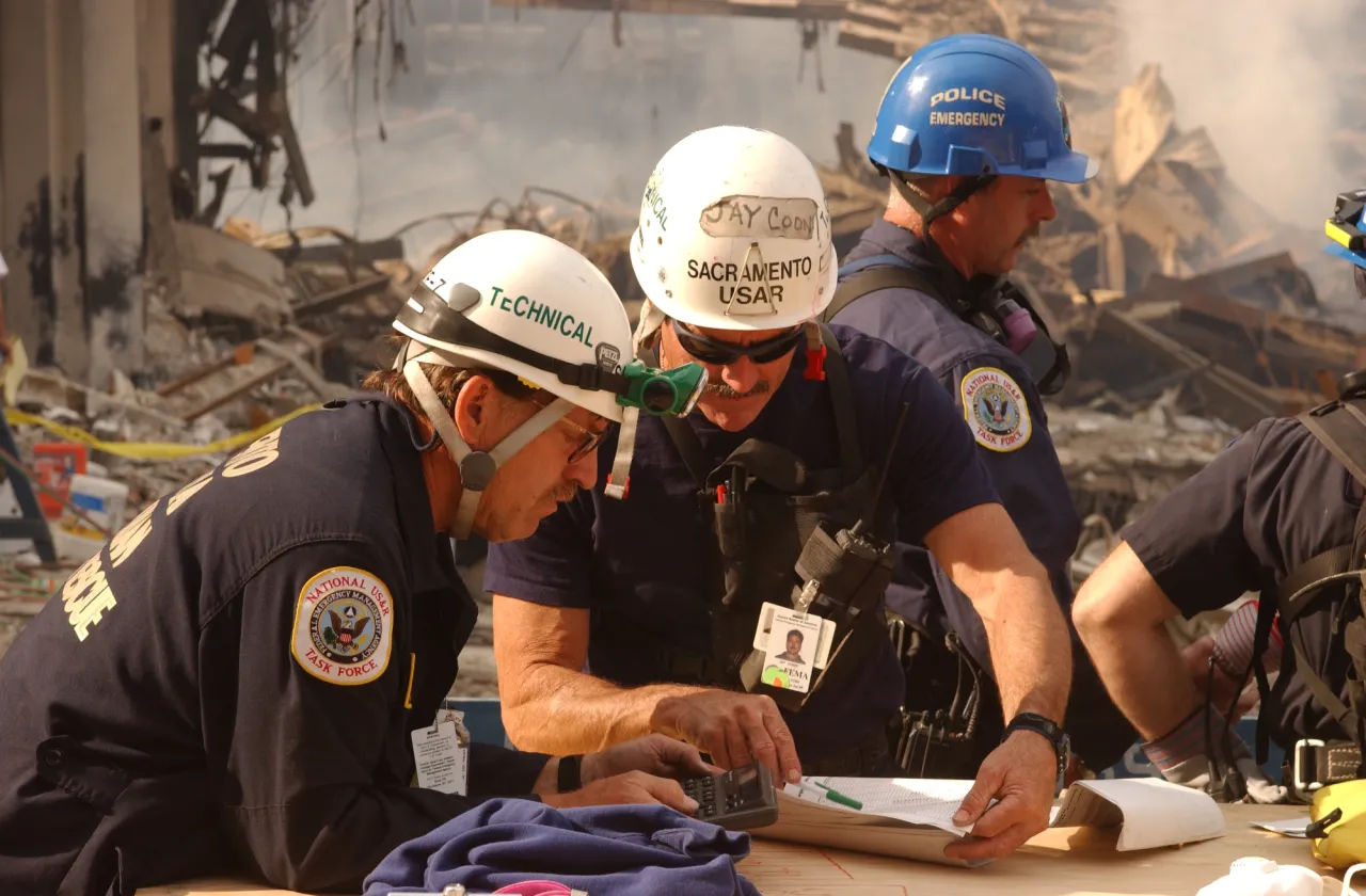 Image: 9/11 - FEMA Urban Search and Rescue teams coordinate the response and recovery operations