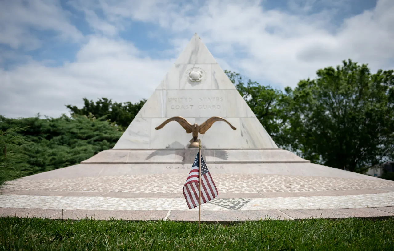 Image: Flag at the U.S. Coast Guard (USCG) Memorial on Arlington National Cemetery