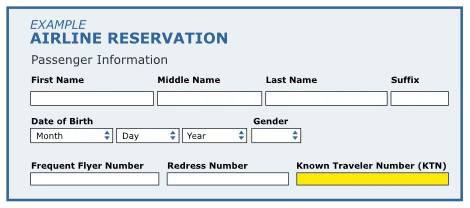 Image: Sample Airline Reservation with TSA PreCheck