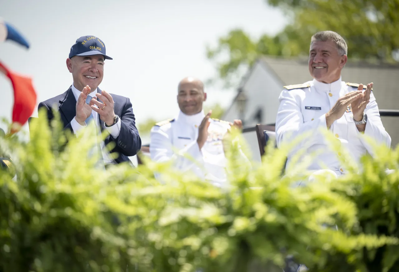 Image: DHS Secretary Alejandro Mayorkas Participates in the USCG Academy Graduation Ceremony