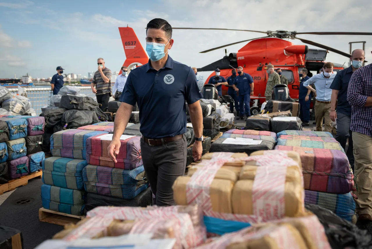 Image: Acting Secretary Wolf Joins USCG Cutter James in Offloading Narcotics (15)