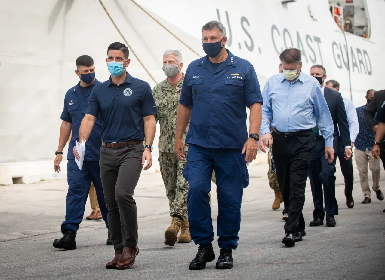 Image: Acting Secretary Wolf Joins USCG Cutter James in Offloading Narcotics (40)