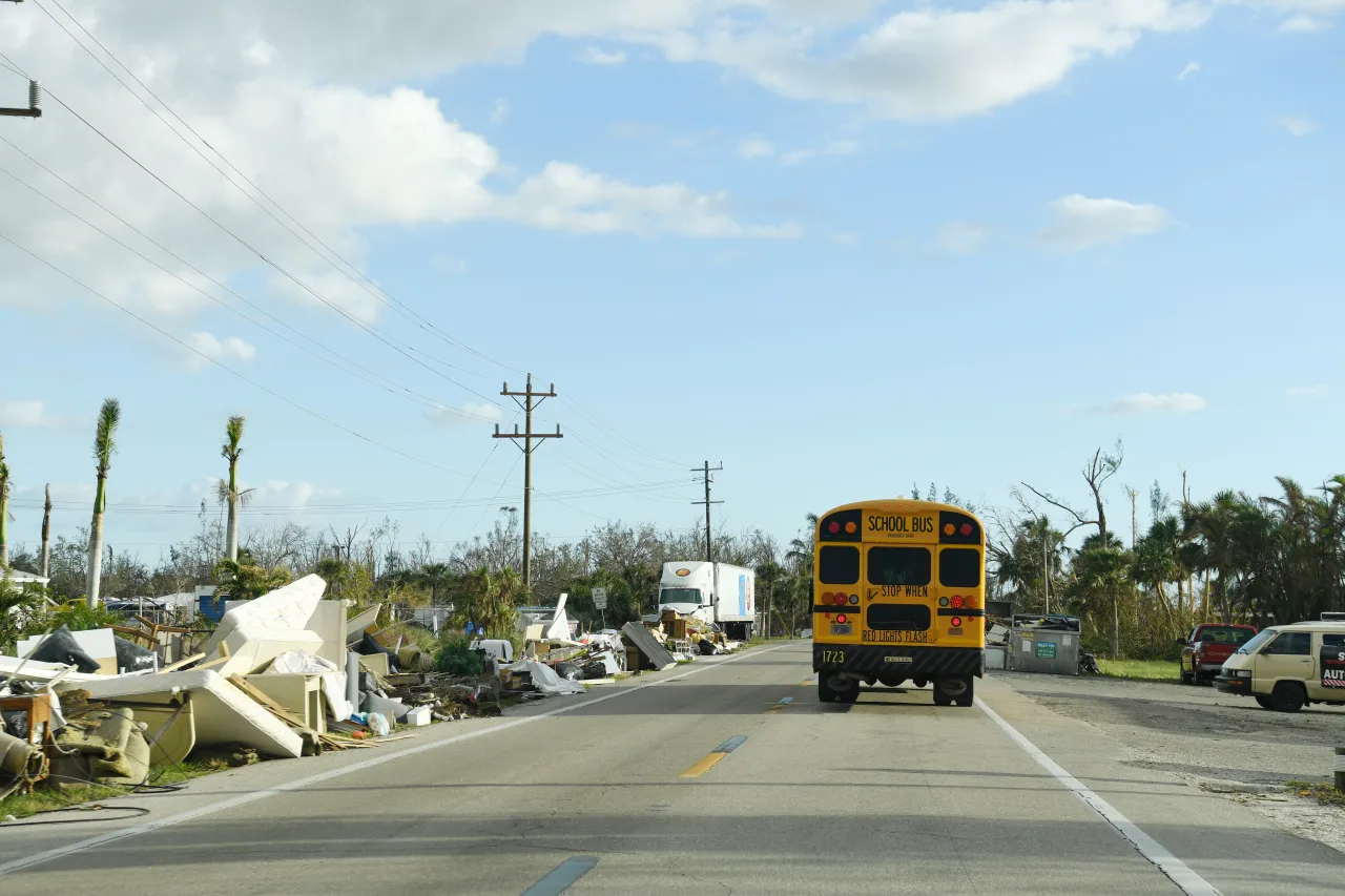 Image: School Bus Transports Students Affected by Hurricane Ian