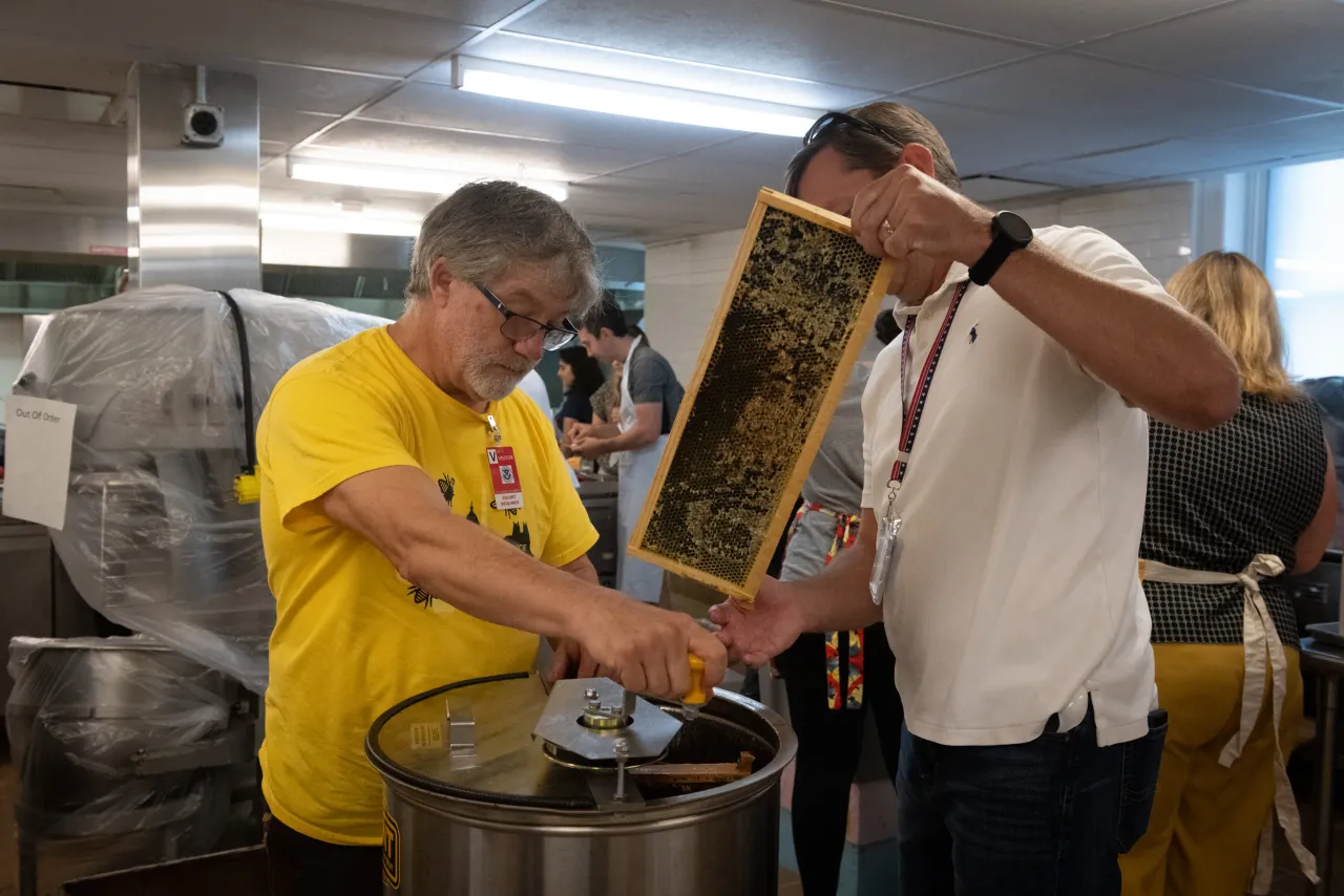 Image: DHS Employees Extract Honey From Bees on Campus (021)