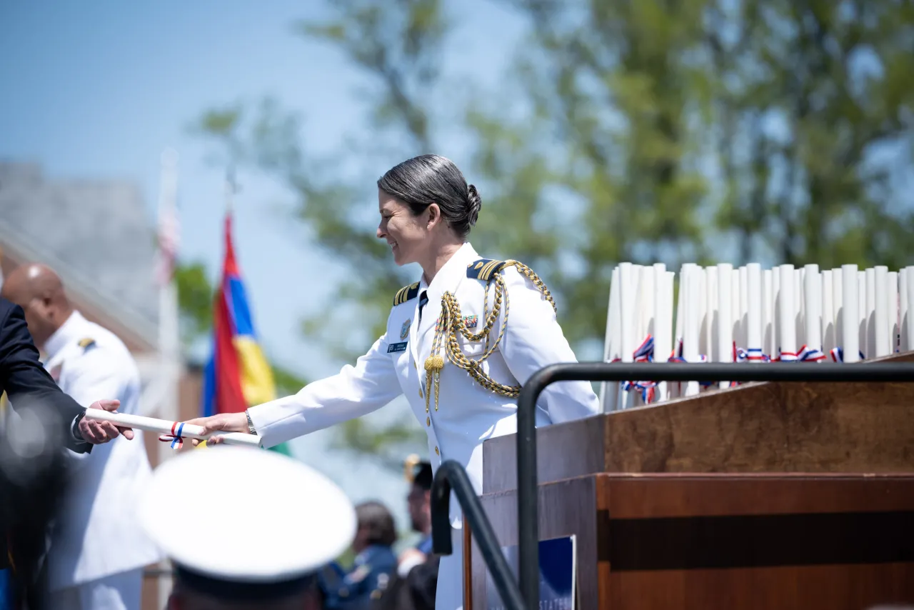 Image: DHS Secretary Alejandro Mayorkas Delivers Remarks at USCG Academy Commencement Address 2023 (056)