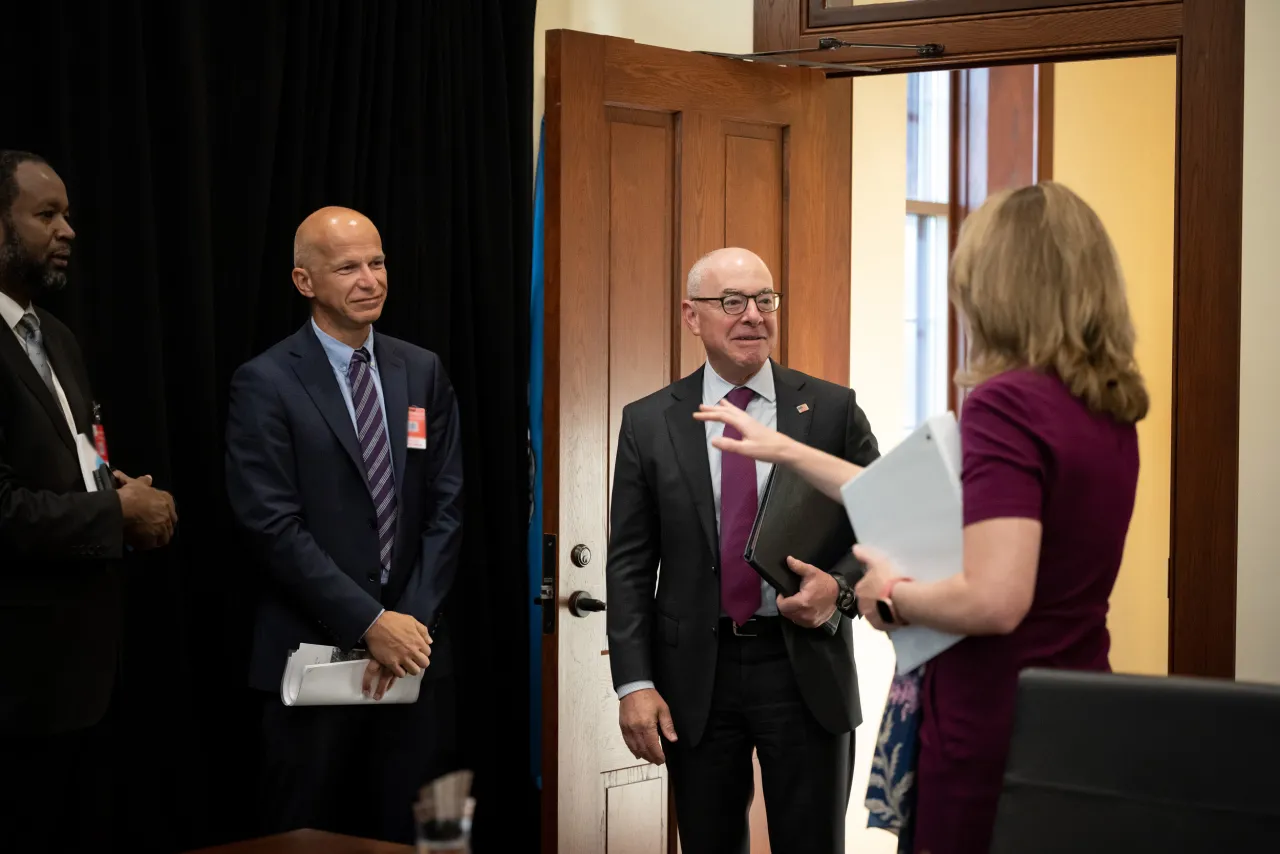 Image: DHS Secretary Alejandro Mayorkas Meets with the IOM Director General-Elect Amy Pope  (017)