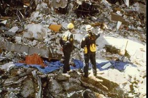 Image: Oklahoma City Bombing - Search and Rescue team surveys the damage (2)