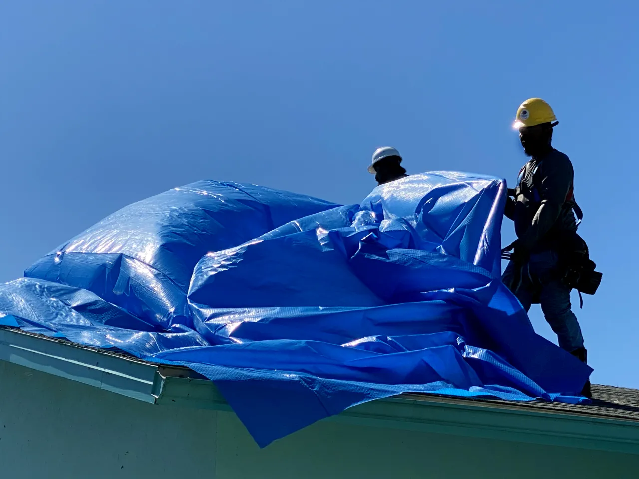Image: Crews Work to Install Tarps as Part of the Army Corps of Engineers Operation Blue Roof (2)