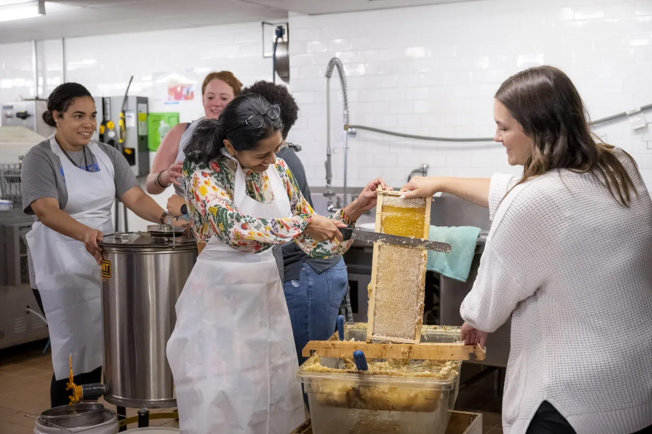 Image: DHS Employees Extract Honey From Bees on Campus (025)