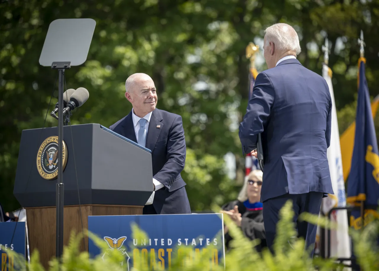 Image: DHS Secretary Alejandro Mayorkas Participates in the USCG Academy Graduation Ceremony