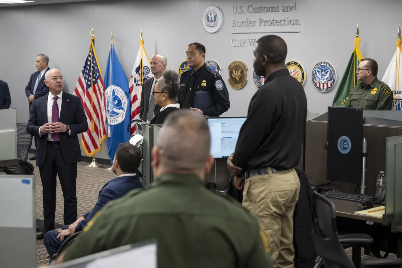 Image: DHS Secretary Alejandro Mayorkas Meets United States Customs and Border Protection Employees