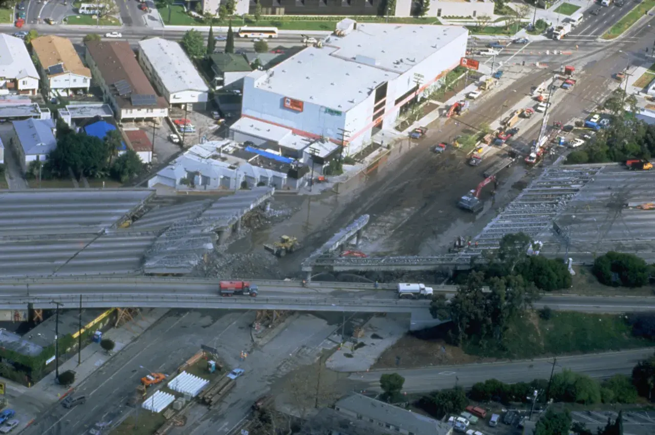 Image: Northridge Earthquake - An aerial view of destruction caused