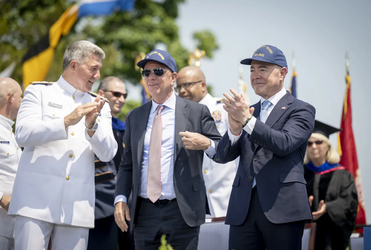 Image: DHS Secretary Alejandro Mayorkas Participates in the USCG Academy Graduation Ceremony