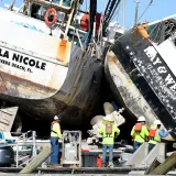 Image: Crews Work to Access Boats That Have Been Damaged by Hurricane Ian