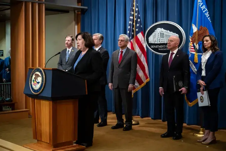 Image: DHS Secretary Alejandro Mayorkas Delivers Remarks at U.S. Department of Justice Press Conference (029)