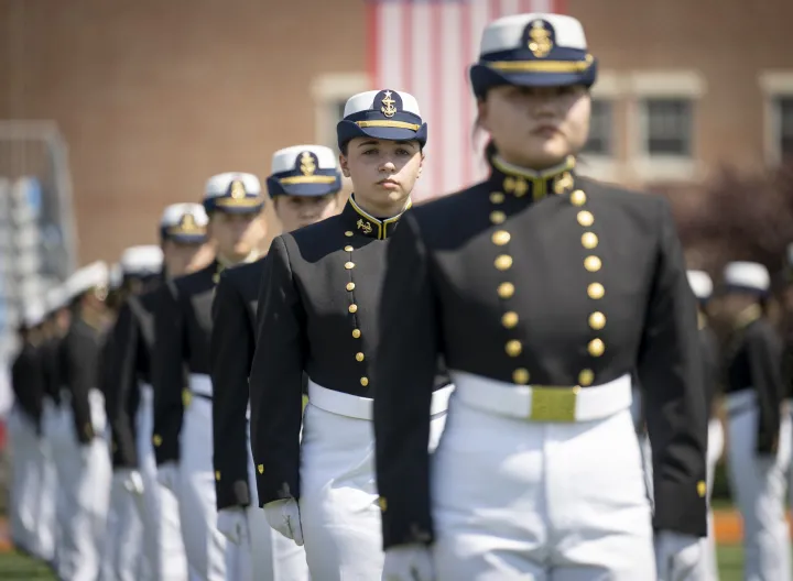 Image: U.S. Coast Guard (USCG) Graduates Stand in a Single File Line