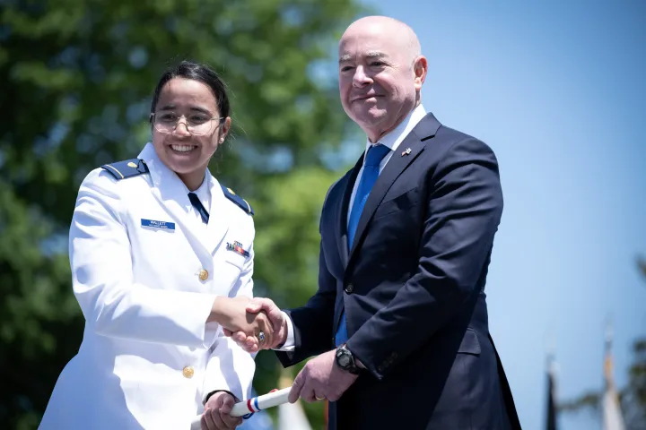 Image: DHS Secretary Alejandro Mayorkas Delivers Remarks at USCG Academy Commencement Address 2023 (058)